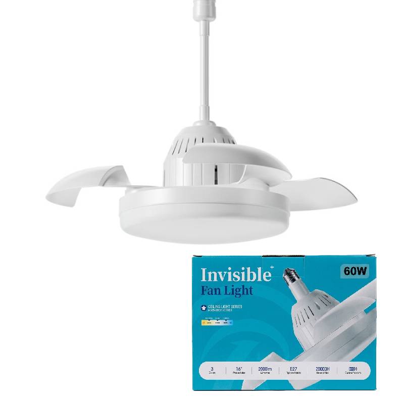 Lampe ventilateur 60W Télécommandé à 3 Lames rétractables 3867-C – Image 7