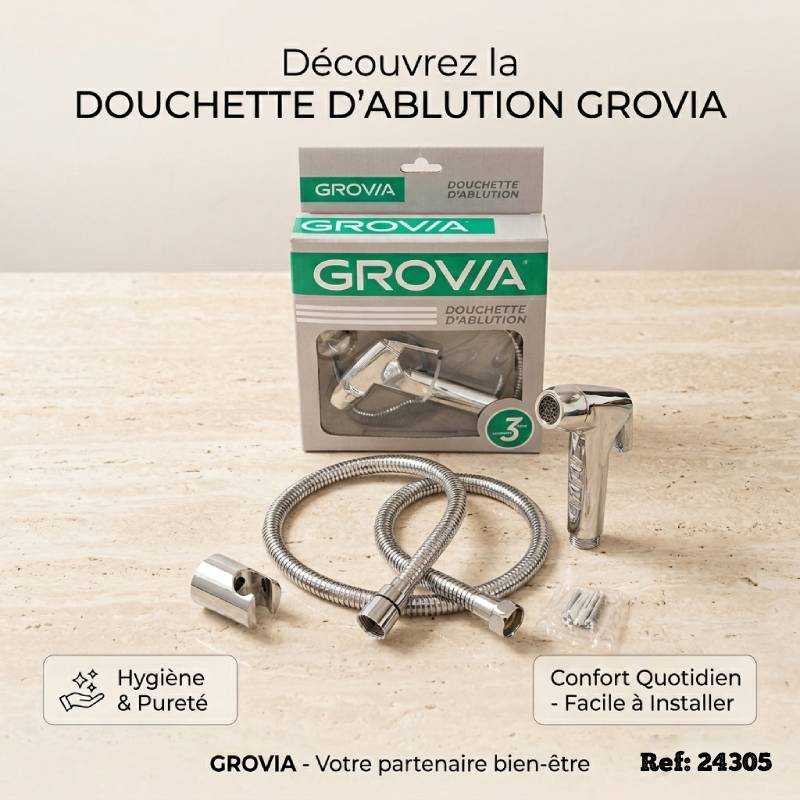 Kit Douchette d'Ablution avec Flexible et Support GROVIA 24305