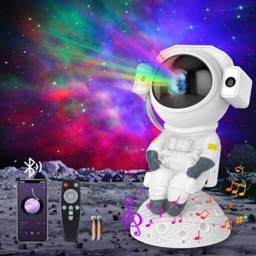 Projecteur Astronaute Nebula avec Bluetooth Minuteur et Télécommande Veilleuse pour Enfants Décoration de chambre
