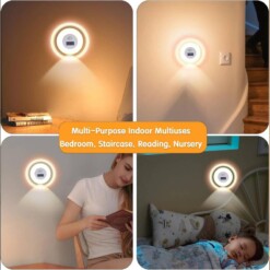 Alternative view of Applique Mural Veilleuse Ronde Rechargeable Avec Horloge et Détecteur de Mouvement