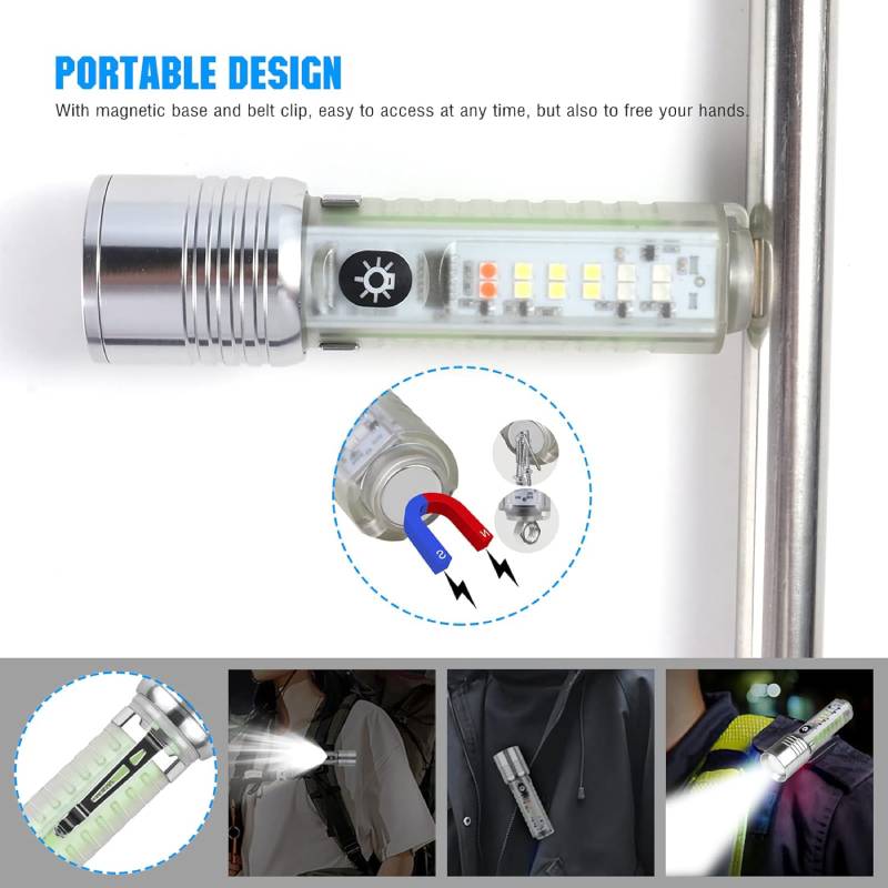 Lampe Torche LED Rechargeable ZOOM Fluorescente 8 Modes Etanche – Image 4