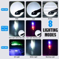 Alternative view of Lampe Torche LED Rechargeable ZOOM Fluorescente 8 Modes Etanche