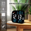 Horloge murale numérique LED carrée avec télécommande Température intérieure et humidité