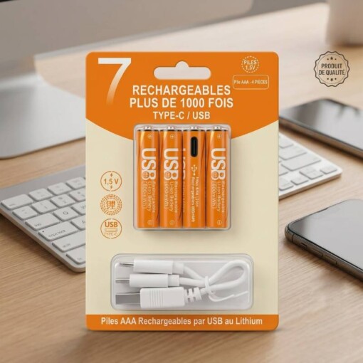 Piles rechargeable AAA Type-C 220mAh 4PCS