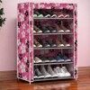 Etagère Porte Chaussures Métallique 5 Etages avec Couvert en Tissu