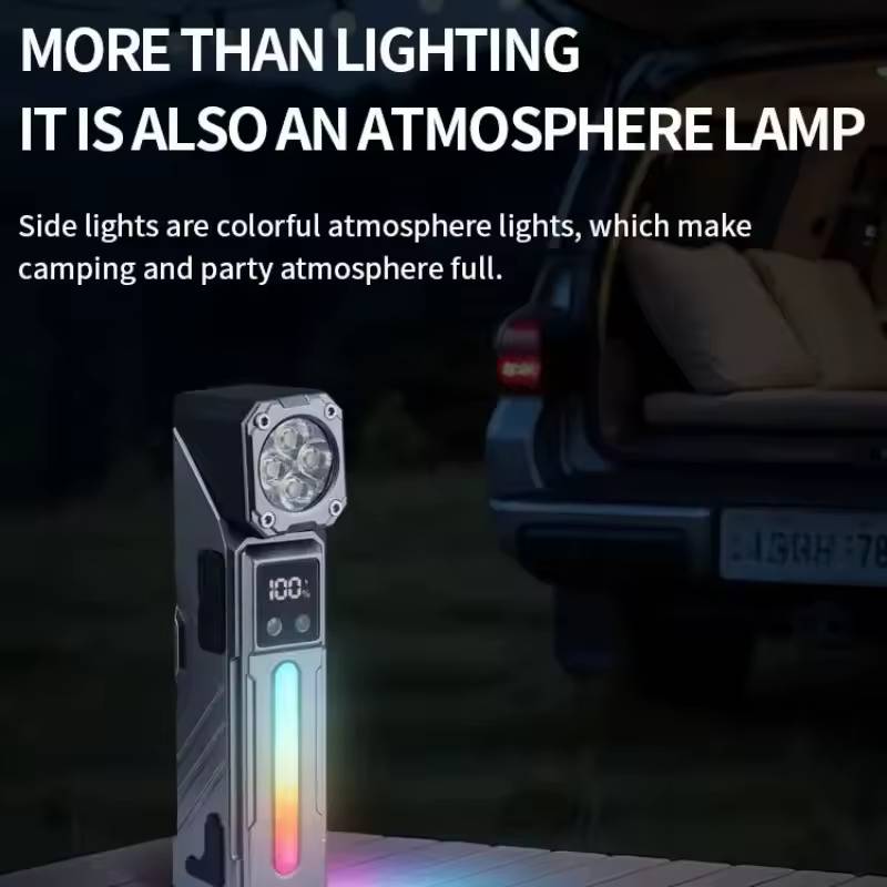 Lampe de poche LED Portable aimantée Rechargeable pour Camping Rotative 180° – Image 8