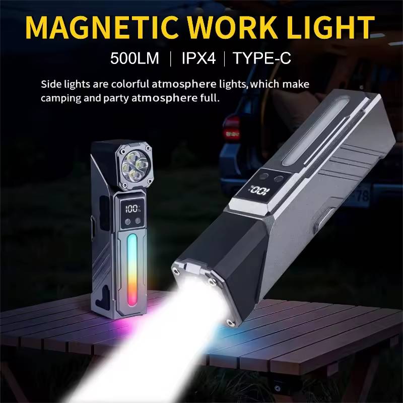 Lampe de poche LED Portable aimantée Rechargeable pour Camping Rotative 180°