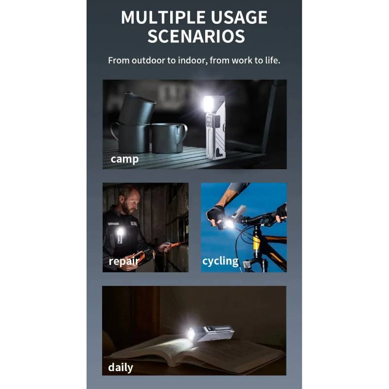 Lampe de poche LED Portable aimantée Rechargeable pour Camping Rotative 180° – Image 12