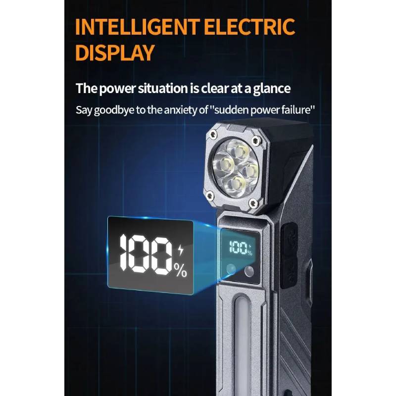 Lampe de poche LED Portable aimantée Rechargeable pour Camping Rotative 180° – Image 11