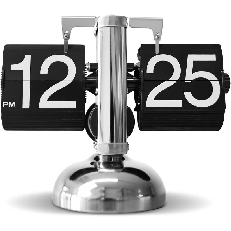 Horloge de Bureau Mécanique à Clapet Retro Vintage – Image 9
