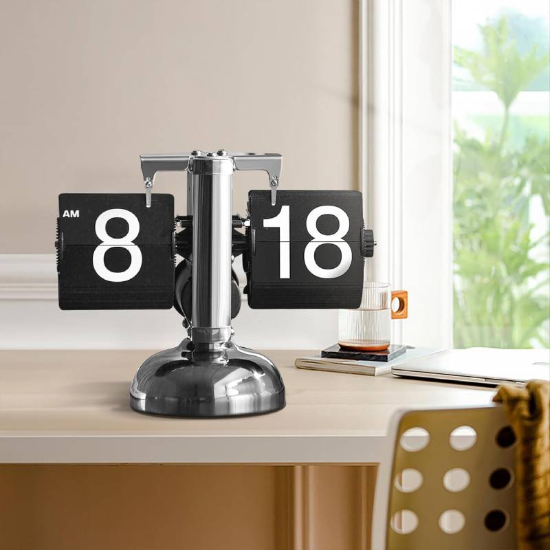 Horloge de Bureau Mécanique à Clapet Retro Vintage – Image 3
