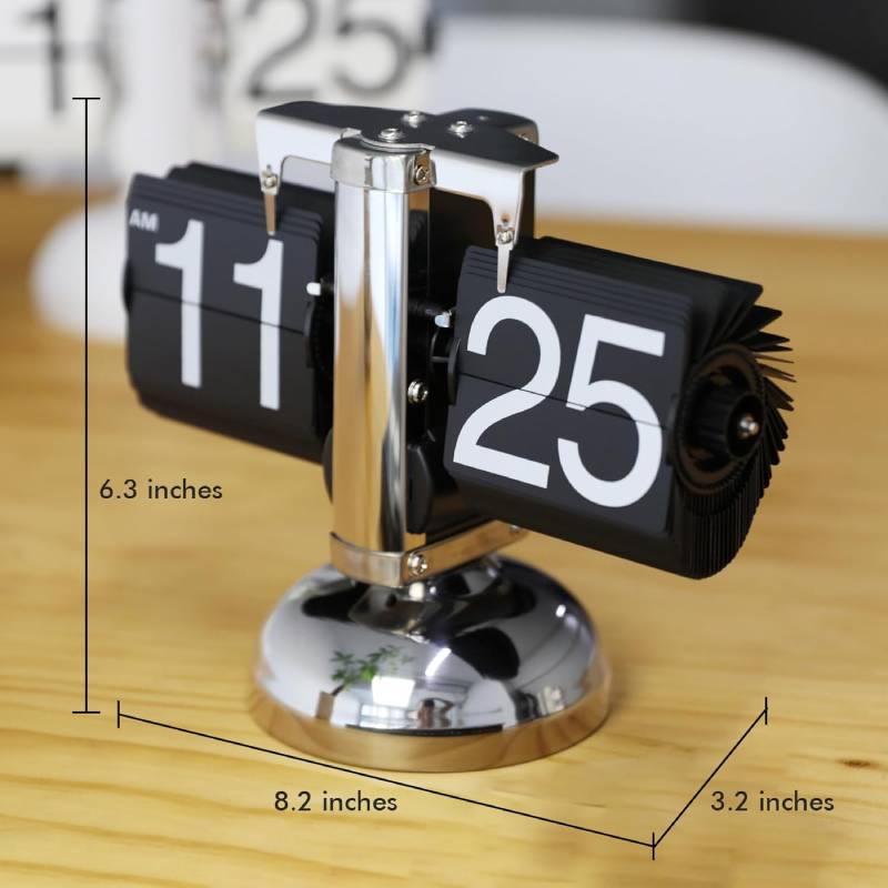 Horloge de Bureau Mécanique à Clapet Retro Vintage – Image 6