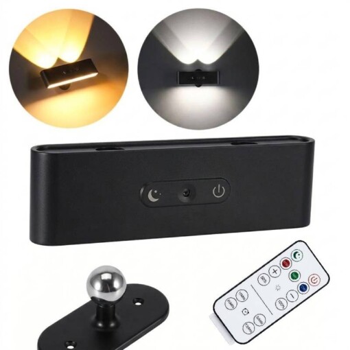Applique murale décorative rechargeable télécommandée Noir 6 Modes de Lumière