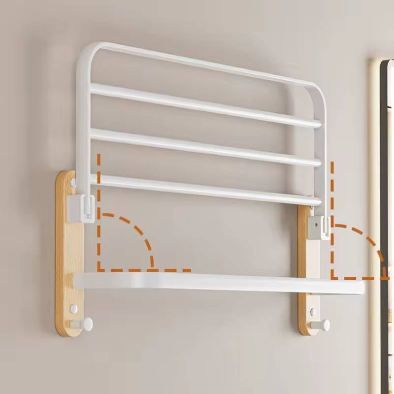Porte Serviette Rabattable Pliable Double en Aluminium et Bois – Image 4