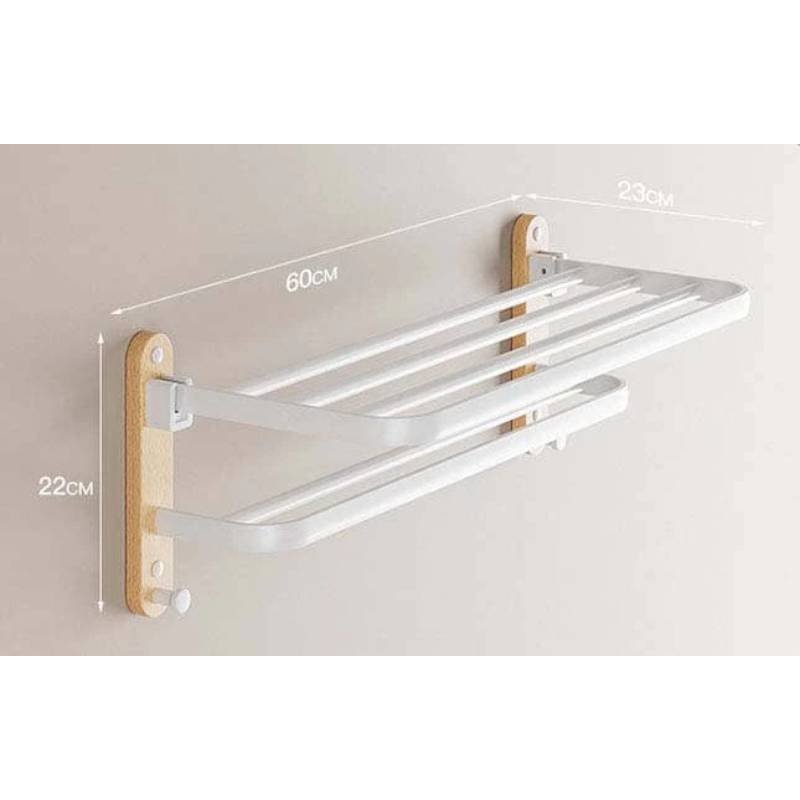 Porte Serviette Rabattable Pliable Double en Aluminium et Bois – Image 5