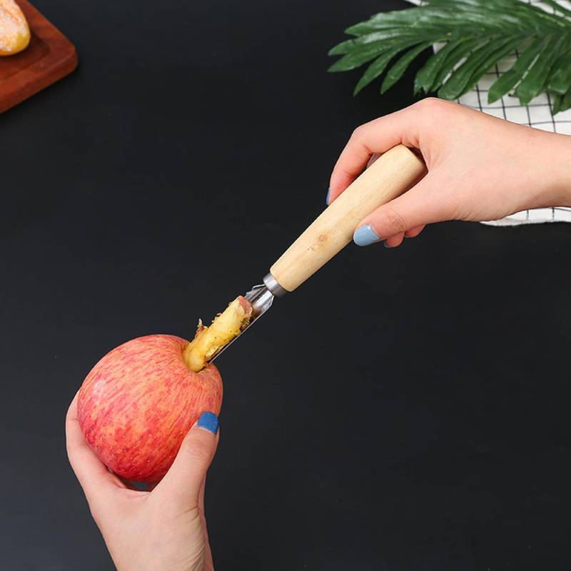Vide Pomme Extracteur de noyau en Inox Manche Bois – Image 3