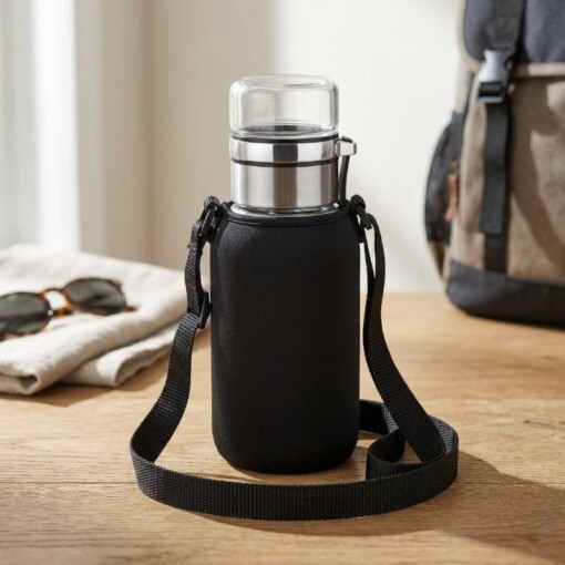 Gourde Bouteille en Verre avec Filtre et Pochette 400ml