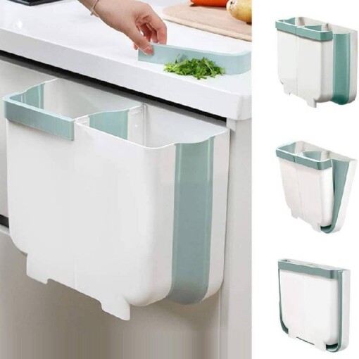Poubelle de cuisine suspendue Pliable en Silicone Double Compartiments