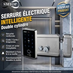 Serrure électrique Intelligente Double Cylindre à Empreinte SMTOP SM509