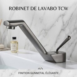 Mitigeur Robinet de Lavabo Luxe Gris Mat TCW
