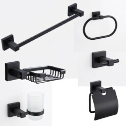 Alternative view of Ensemble Salle de Bain Noir 6 Pieces en Aluminium