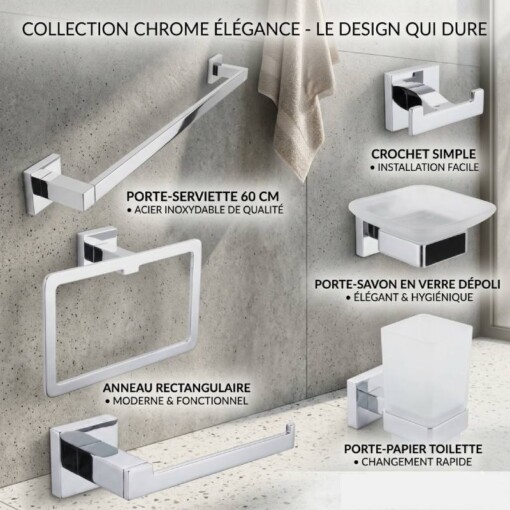 Ensemble Salle de Bain Inox 6 Pièces
