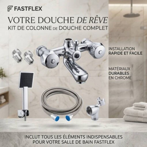 Kit Colonne de Douche Chromé FASTFLEX FST-003