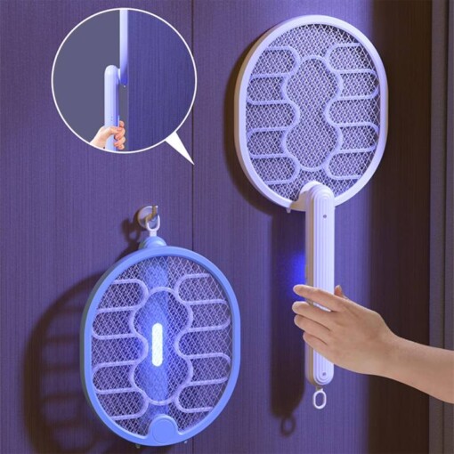 Raquette Electrique Anti-Moustiques Pliable Rechargeable Type-C UV