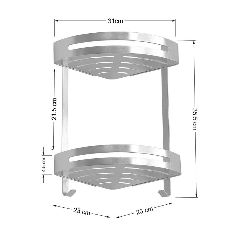 Etagère de Coin Double en Aluminium pour Salle de Bain XL-5 – Image 3