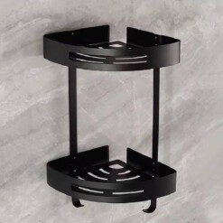 Alternative view of Etagère Coins Double Noir pour Salle de Bain XL-3