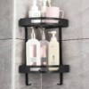 Etagère Coins Double Noir pour Salle de Bain XL-3