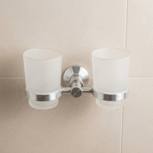 Porte Brosse à Dents Double en aluminium et Verre SANWATER