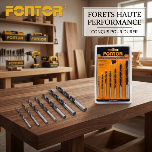Jeu de mèches Forets Bois 7PCS