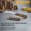 Couteau Cutter Electricien Pliable Professionnel Manche Bois 3mm FONTOR