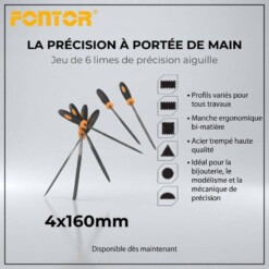 Jeu de Lime 4x160mm FONTOR 6PCS