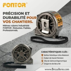 Mètre Ruban Inoxydable Etanche 5M FONTOR