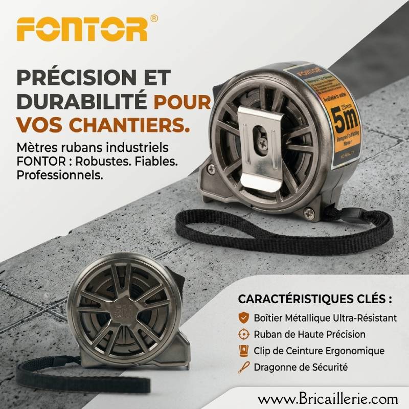 Mètre Ruban Inoxydable Etanche 5M FONTOR