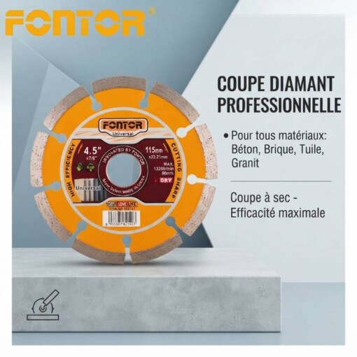 Disque Diamant Coupe Béton115mm FONTOR