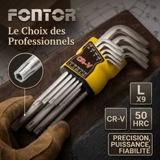 Jeu de 9 clé TORX étoile T10-T50 FONTOR