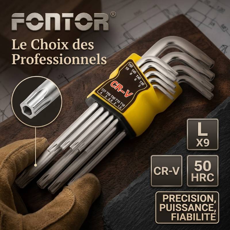 Jeu de 9 clé TORX étoile T10-T50 FONTOR