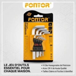 Jeu de 9 clés Allen T10-T50 FONTOR