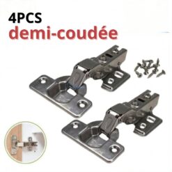 Lot de 4 Charnières Invisibles demi Coudées
