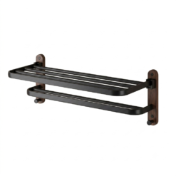 Porte Serviette Rabattable Pliable Double en Aluminium et Bois – Image 3