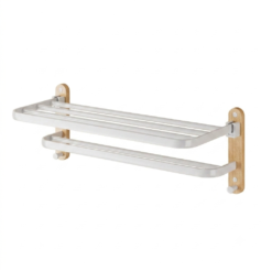 Alternative view of Porte Serviette Rabattable Pliable Double en Aluminium et Bois