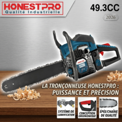 Scie à Chaine Tronçonneuse de Bois à Gasoil 49.3CC 20" HONESTPRO YAE2620