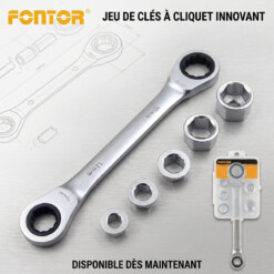 Jeu de Clé Mixte à Cliquet 6PCS FONTOR