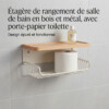 Etagère Salle de Bain en Bois et Métal avec Porte Papier de Toilette Luxe