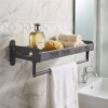 Etagère Salle de Bain en Aluminium avec Porte Serviette et 4 Crochets Coulissants