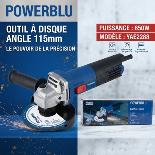 Meuleuse d’Angle Tronçonneuse 650W 115mm POWERBLU YAE2288