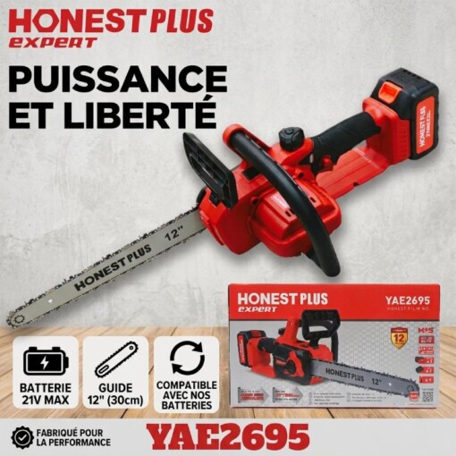 Scie à Chaine Sans Fil 21V 300mm Brushless HONESTPLUS YAE2695